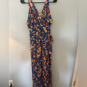 Floral Maxi Dress in Blue and Orange